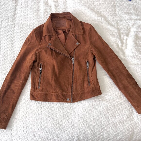 Blank NYC Moto Suede Jacket - Dark Camel - Zip Front - Size Medium - Picture 8 of 10